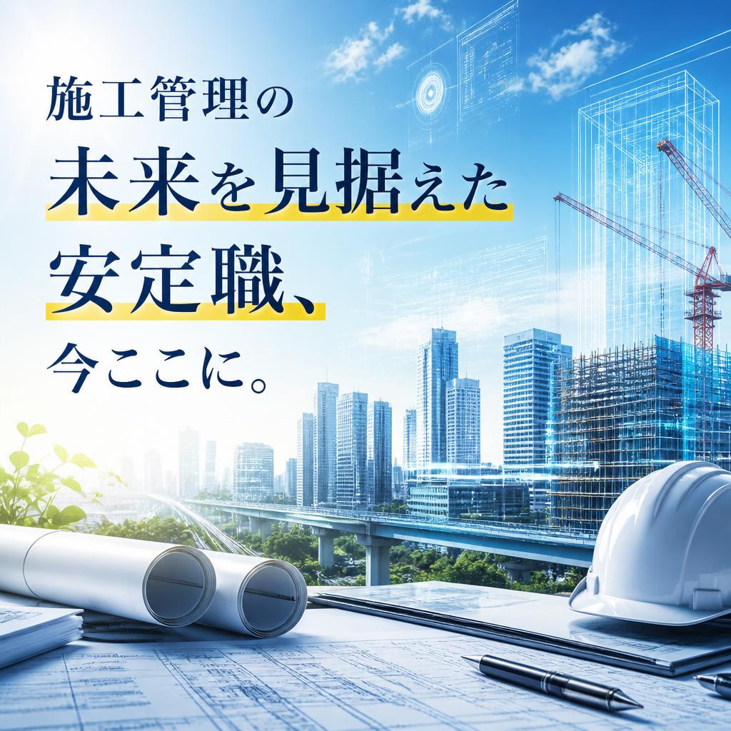 施工管理の未来を見据えた安定職、今ここに。